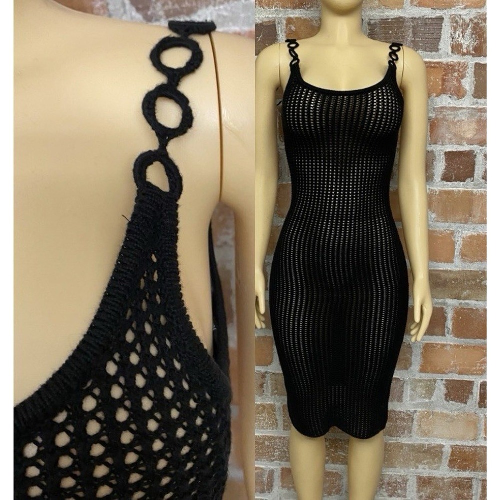 Forever 21 Black Sleeveless Crochet Midi Maxi Tank Dress Small NWT